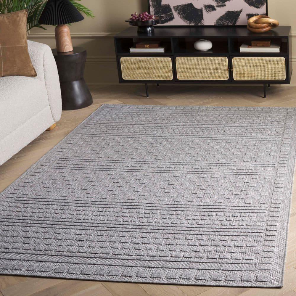 SAFAVIEH Milos Salvador Geometric Indoor/Outdoor Area Rug, Grey, 4' x 6'