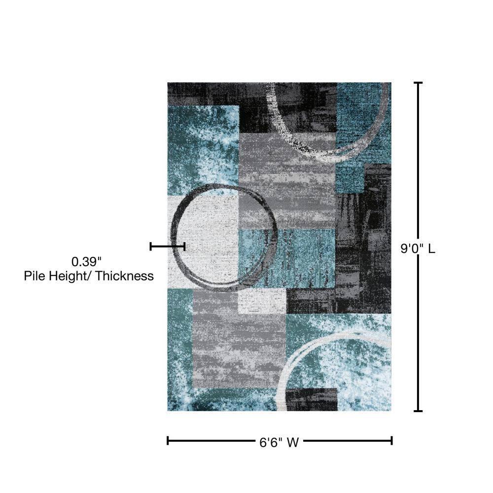 World Rug Gallery Abstract Circle Gray 6'6"x9' Area Rug