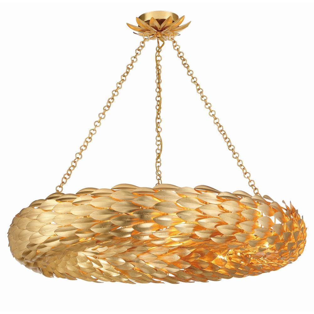Crystorama Lighting Broche 8 - Light Pendant in  Antique Gold