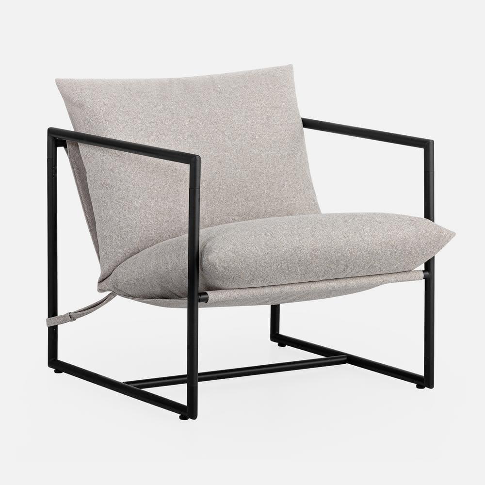 Zinus Aidan Metal Framed Indoor Sling Accent Chair, Oatmeal