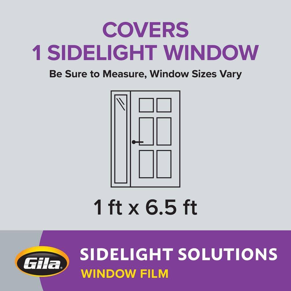 Gila® Privacy Décor Frosted Glass Sidelights Entryway Residential Window Film DIY Static Cling No Glue No Adhesive 1ft x 6.5ft (12in x 78in) (6.5 sq ft)