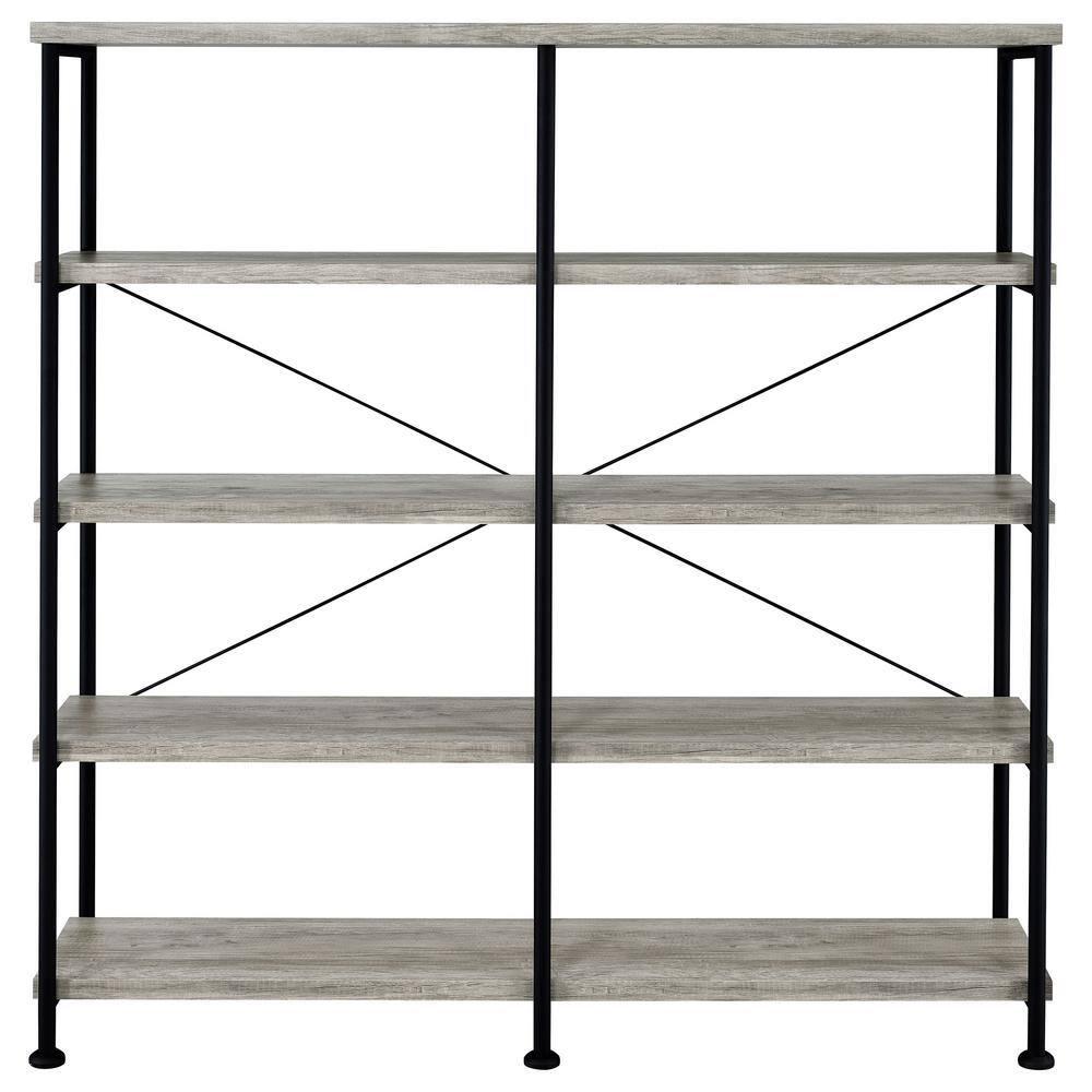 63" Analiese Double Bookcase with 4 Open Shelves in Gray Driftwood - Coaster