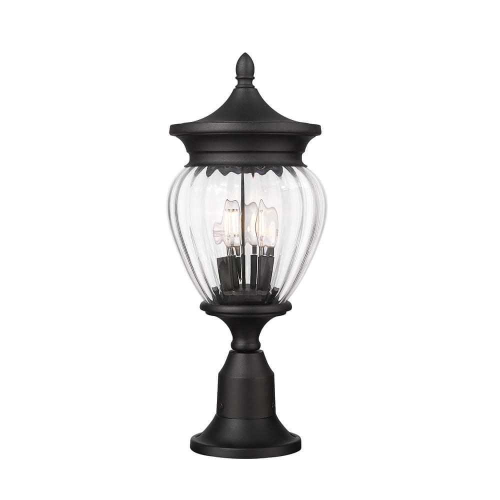 Z-Lite Davina 3 Light Outdoor Pier Mounted Fixture in Black