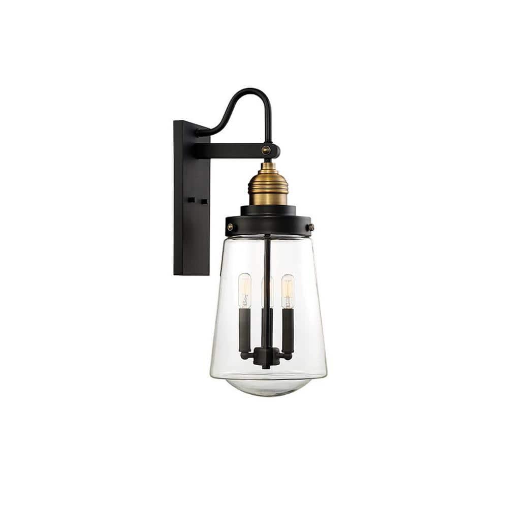 Savoy House Macauley 3 - Light Wall Light in  Vintage Black/Warm Brass
