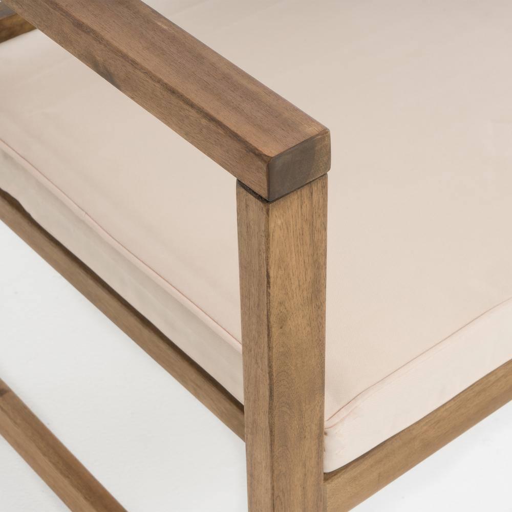 Emilano Set of 2 Acacia Wood Club Chair - Natural Stained - Christopher Knight Home: Weather-Resistant Patio Accent Chairs with Polyester Cushions