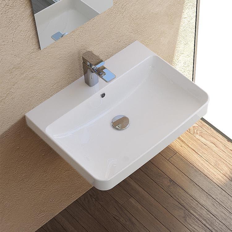 CeraStyle by Nameeks CeraStyle 079600-U-One Hole CeraStyle By Nameeks Noura 18.8'' Ceramic Rectangular Bathroom Sink with Overflow