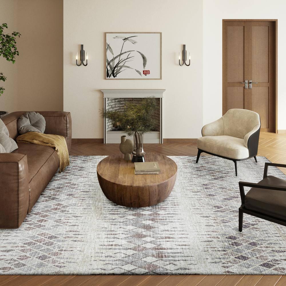 Rylee Beige 5 ft. x 7 ft. 6 in. Geometric Indoor/Outdoor Area Rug