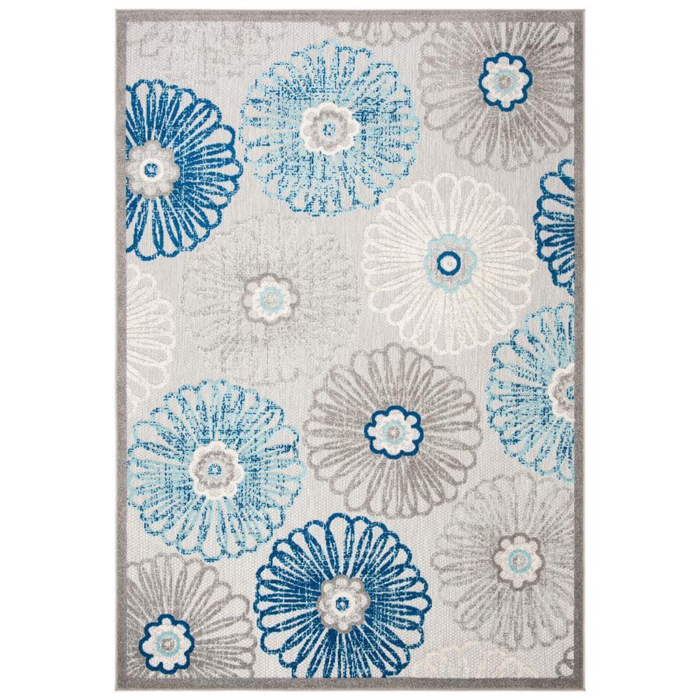 Cabana CBN801 Power Loomed Indoor/Outdoor Area Rug - Grey/Blue - 4'x6' - Safavieh.