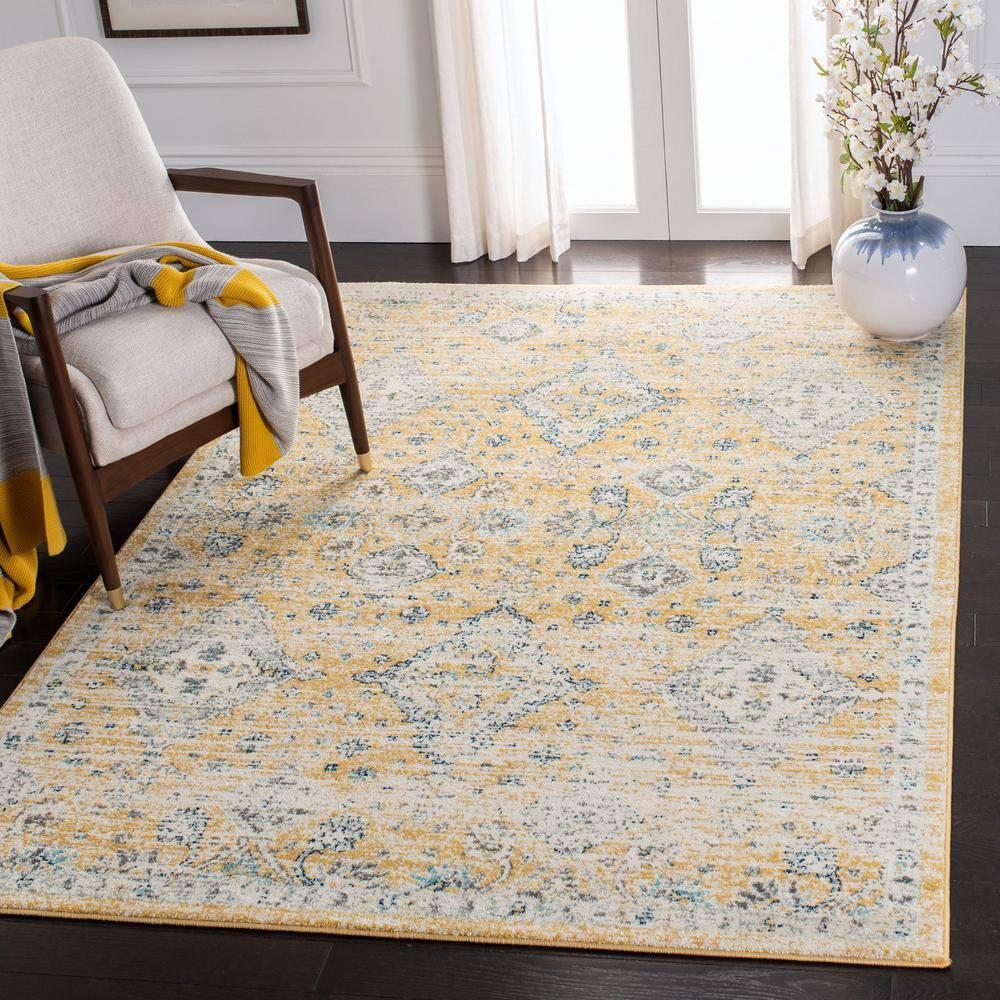 Evoke EVK224 Power Loomed Area Rug - Gold/Ivory - 4'x6' - Safavieh.