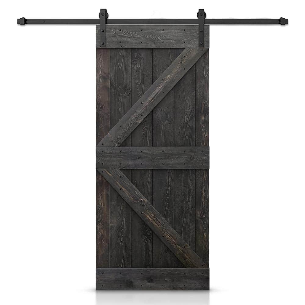 TMS 84'' Solid Wood Paneled Painted with Installation Hardware Kit Barn Door