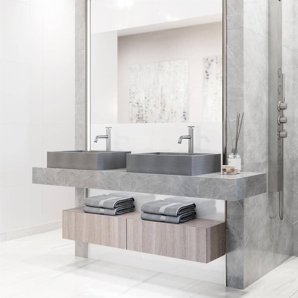 Coca Gothic 19" L x 15" W x 5" H Gray Handmade Rectangular Vessel Bathroom Sink