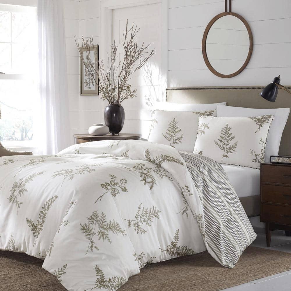 Willow Coverlet Set (Full/Queen) - Stone Cottage: Pre Washed Cotton, Botanical Pattern, Includes 2 Shams