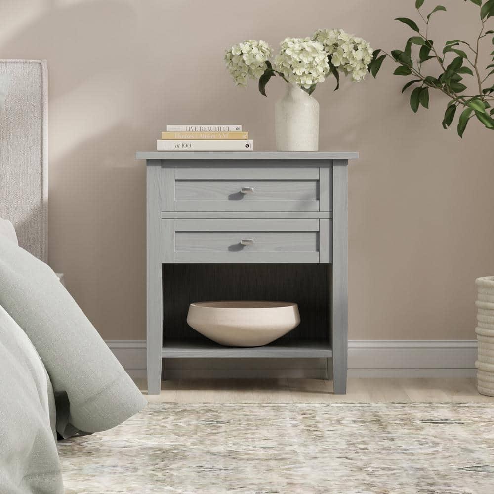 Simpli Home Warm Shaker 24"W Solid Wood Bedside Table with Two Drawers & Reviews | Wayfair