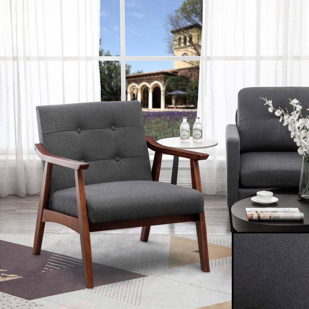 Convenience Concepts Take a Seat Natalie Accent Chair, Dark Gray Fabric/Espresso, All Ages
