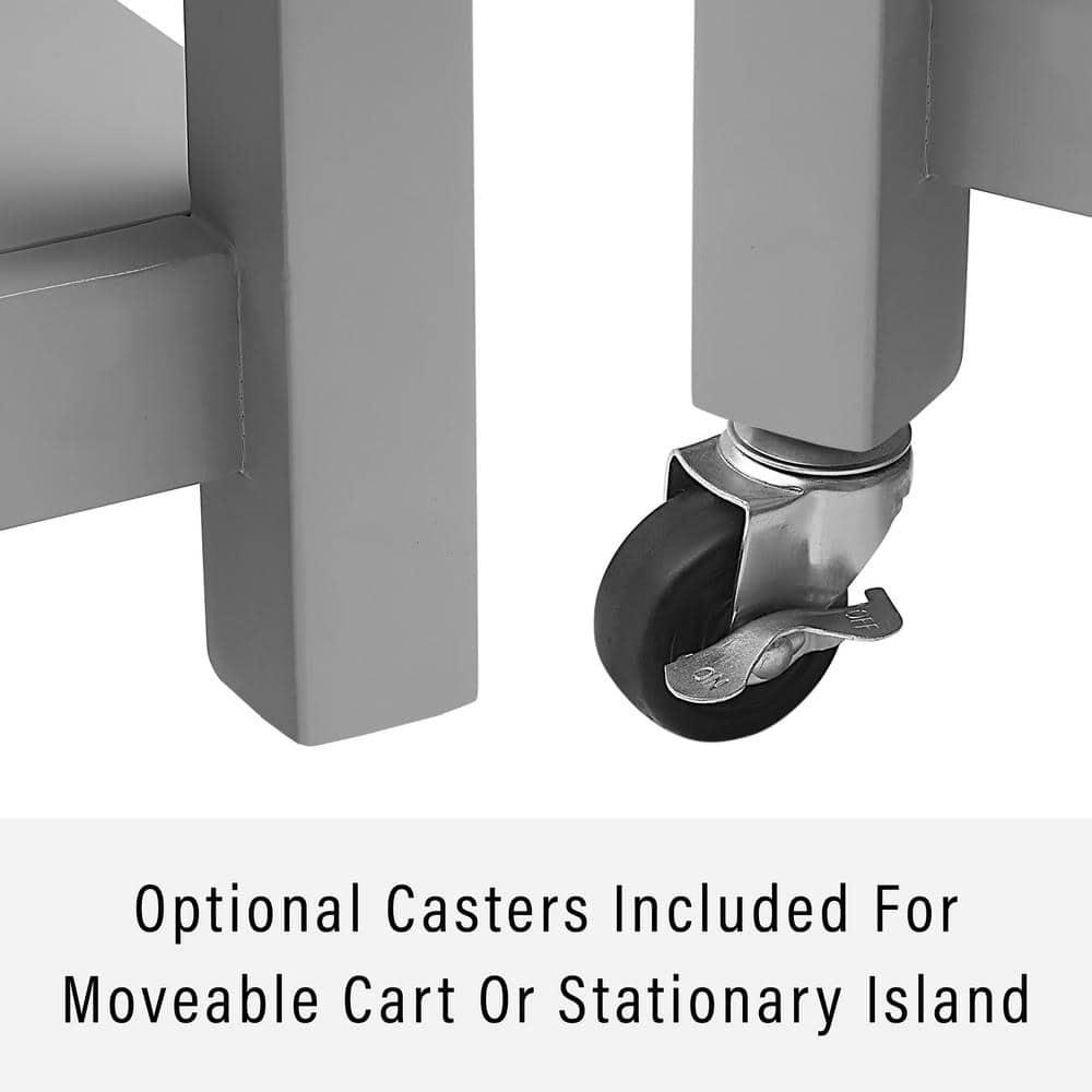 Connell Kitchen Island Cart Gray/White Marble - Crosley: Mobile Storage, 4 Drawers, Open Shelf, Locking Wheels