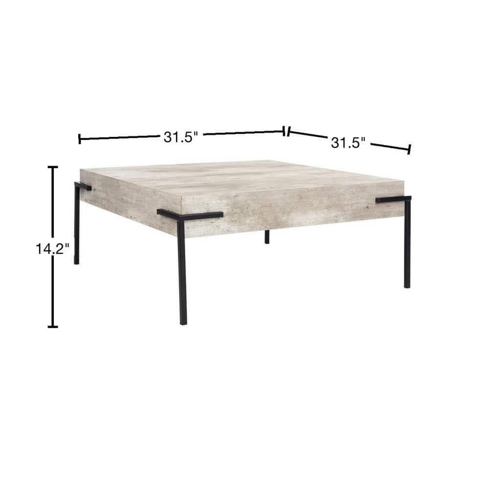 Eli Square Coffee Table - Light Grey Faux Concrete/Black - Safavieh