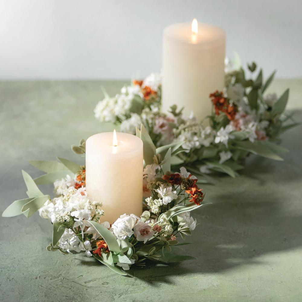 Sullivans Artificial Mixed Wild Flower Mini Wreath 16.5"H; White