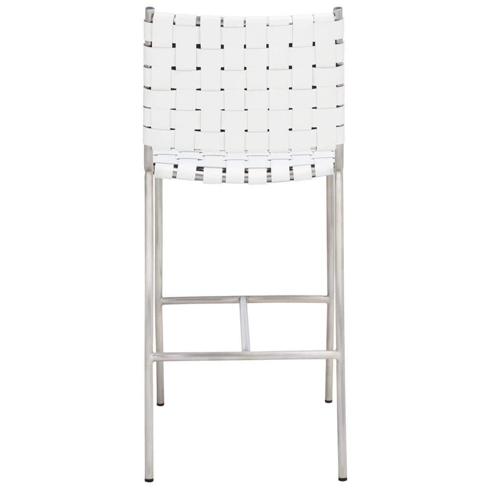Olenna Woven Counter Stool - BST3011 - White/Silver - Safavieh