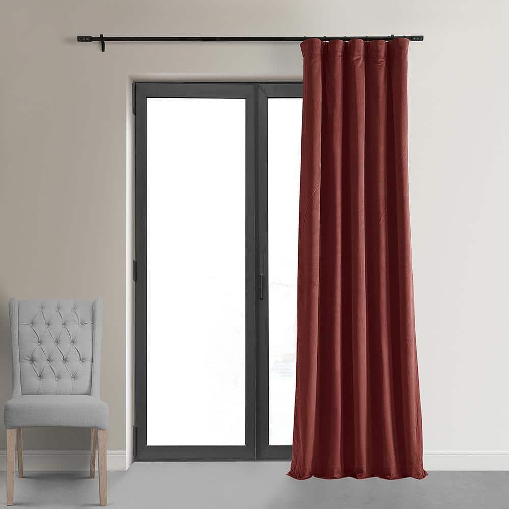 Half Price Drapes Signature Crimson Rust Velvet Blackout Curtains For Bedroom(1 Panel), 50WX 108L