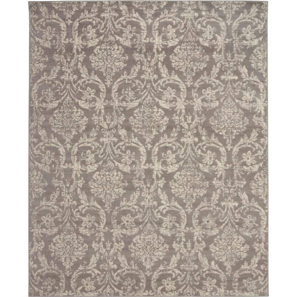 Nourison Jubilant 7'10" x 9'10" (8' x 10') Grey Area Rug Farmhouse Vintage Damask by Nourison