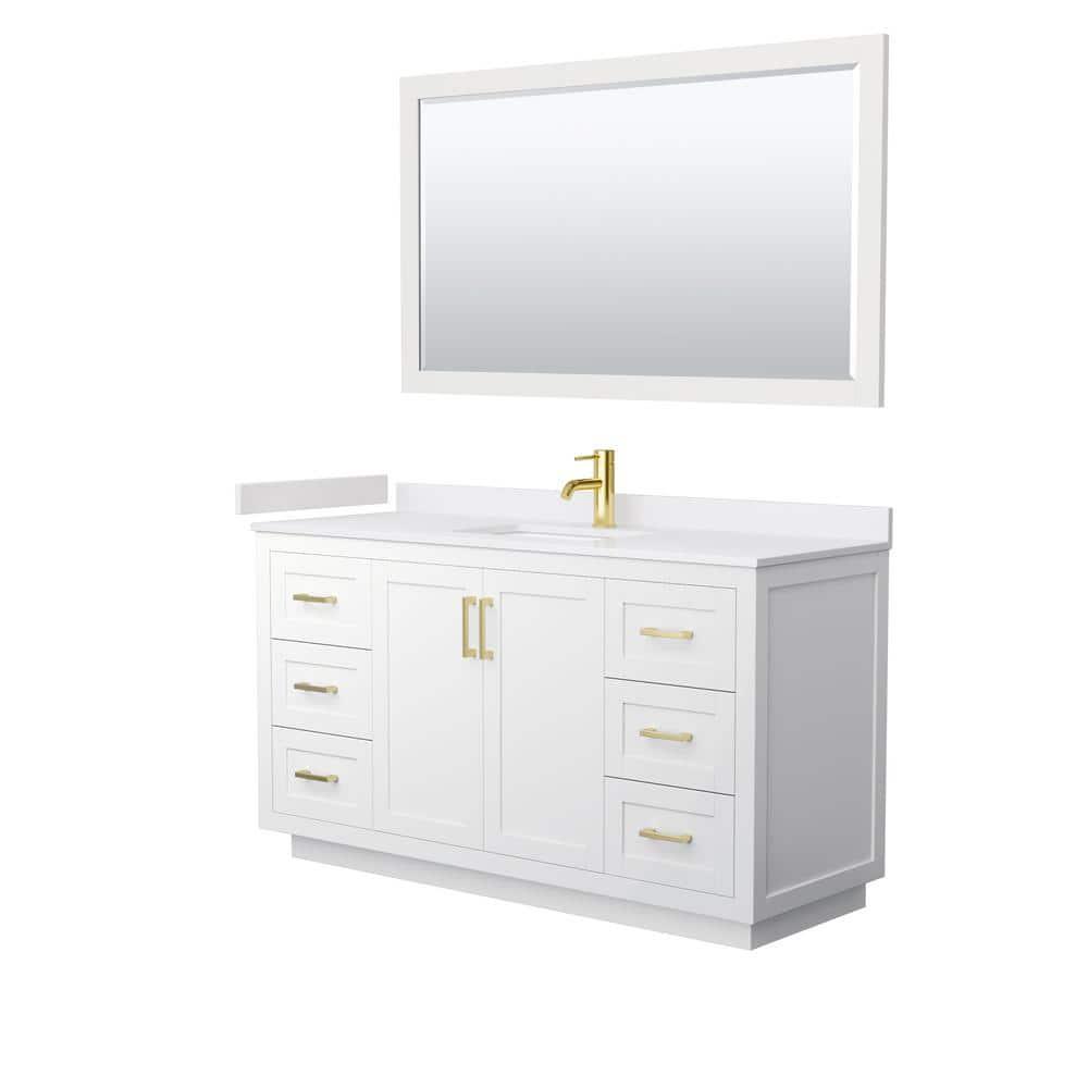 Wyndham Collection Miranda 60" Freestanding Single Bathroom Vanity with Cultured Marble Top with 58" Mirror