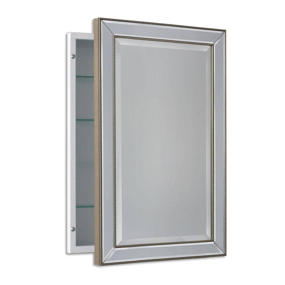 16" x 26" Metro Beaded Recessed Medicine Cabinet - Head West: Wall Mount, Polystyrene Frame, 3 Shelves