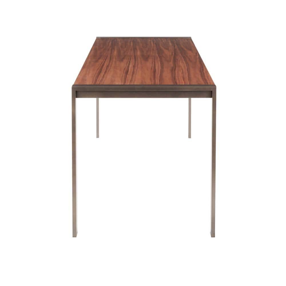 Fuji Industrial Dining Table in Antique Metal with Walnut Wood Top by LumiSource