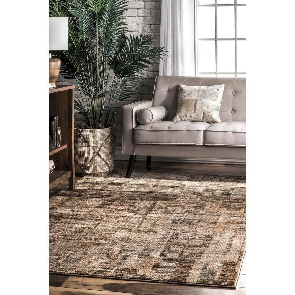 Nuloom Lilly Abstract 5x8 Indoor Area Rug for Living Room Bedroom Dining Room Kitchen, Brown/Ivory