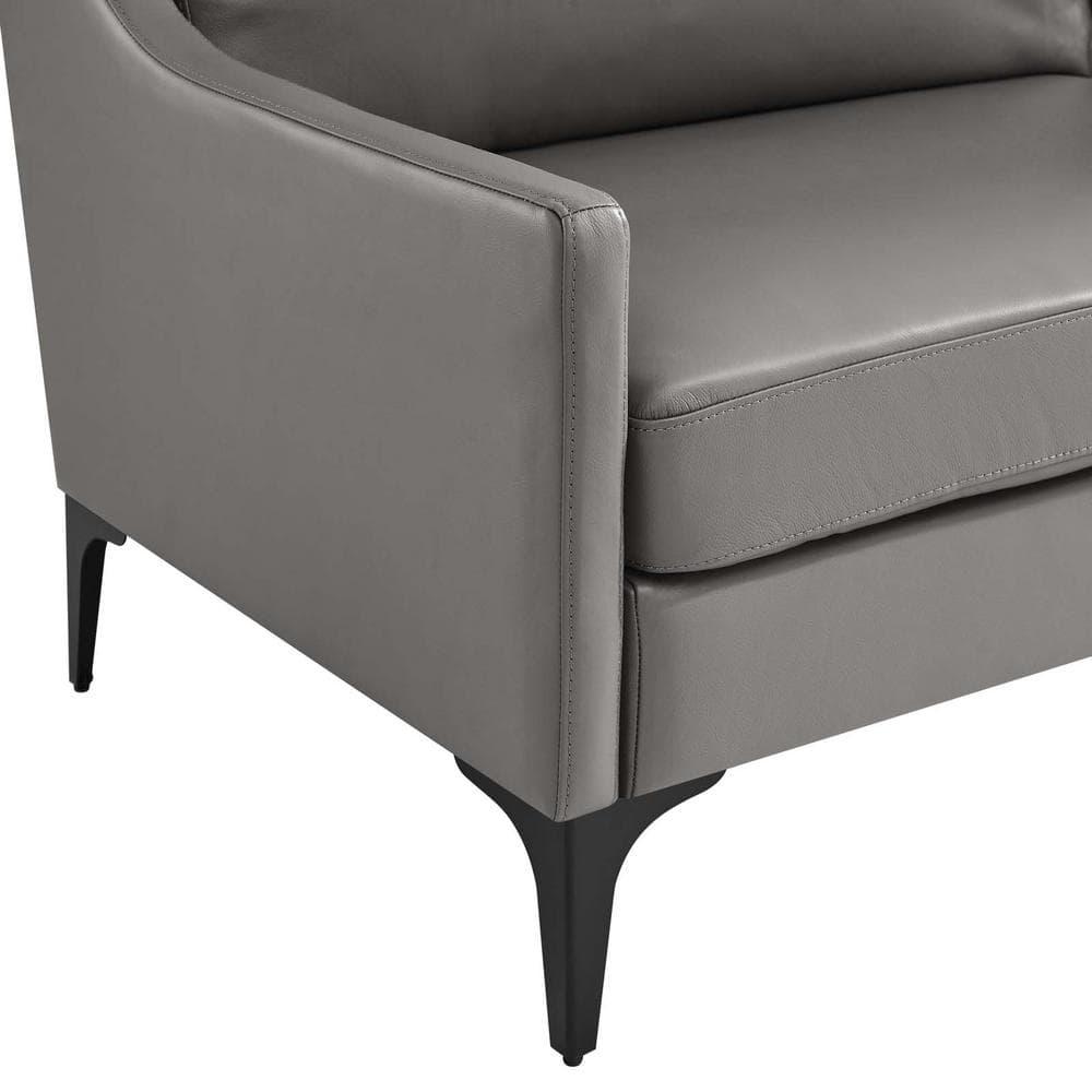 Modway Corland Modern Style Leather and Metal Sofa in Gray Finish