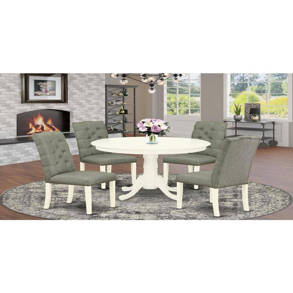 East West Furniture Hartland 5-piece Wood Dining Set with High Back in White