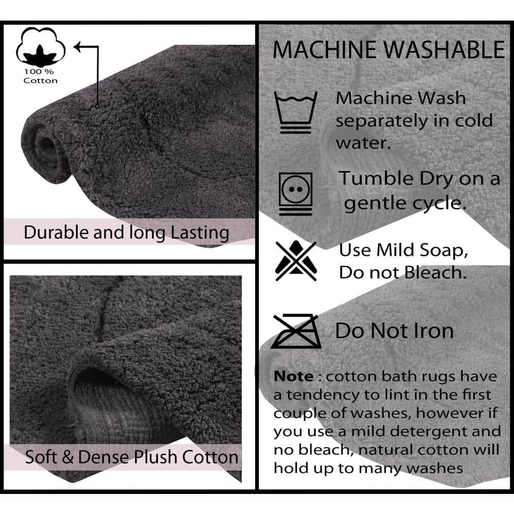 HOME WEAVERS WaterFord Collection Bathroom Rug 100% Cotton Tufted Round Shape Bathroom Rug, Soft & Absorbent Bath Rugs, Non-Slip Bath Carpet, Machine Wash Dry Bath Mats - 30" Round, Grey