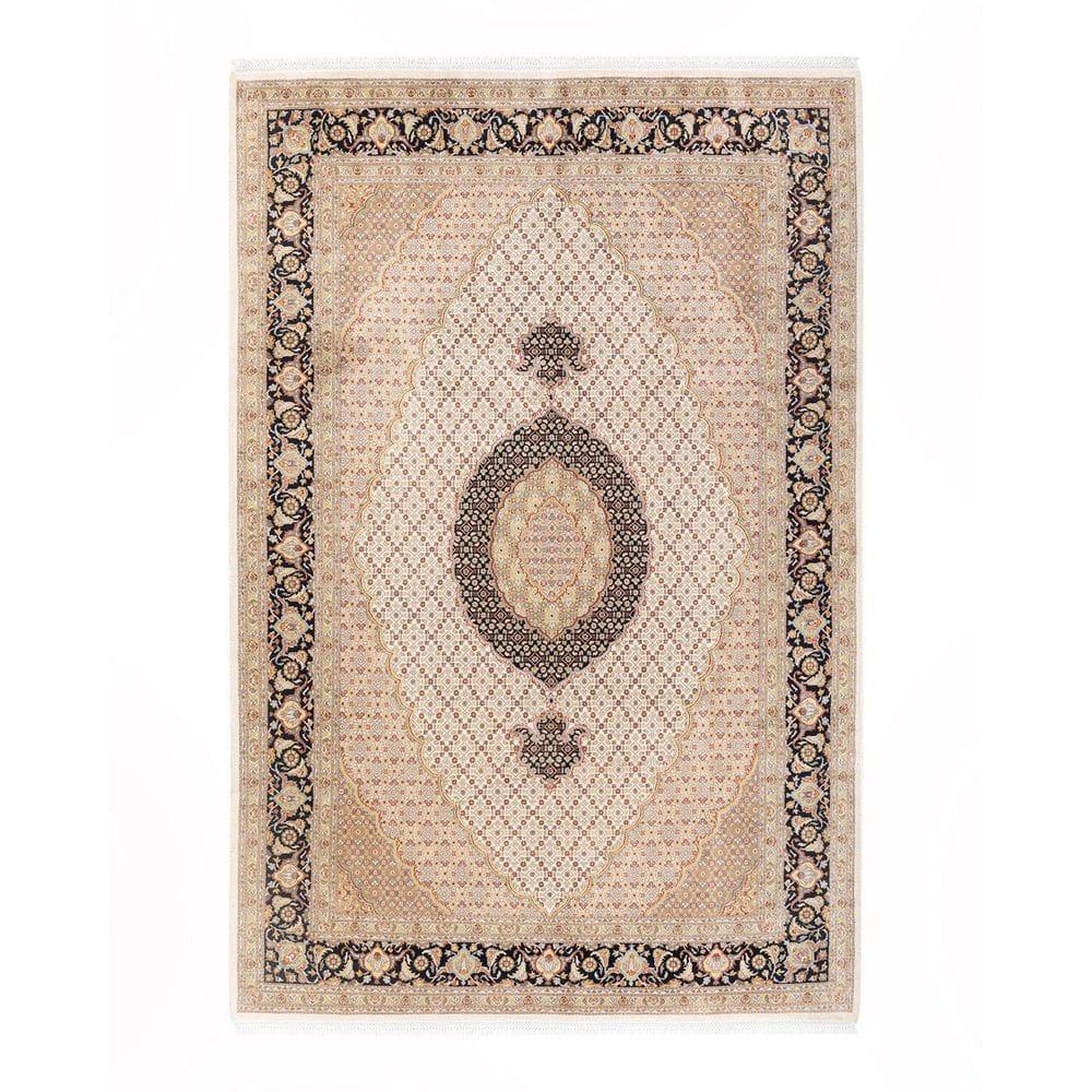 Hand-Knotted Ivory Wool Oriental 8' x 10' Area Rug
