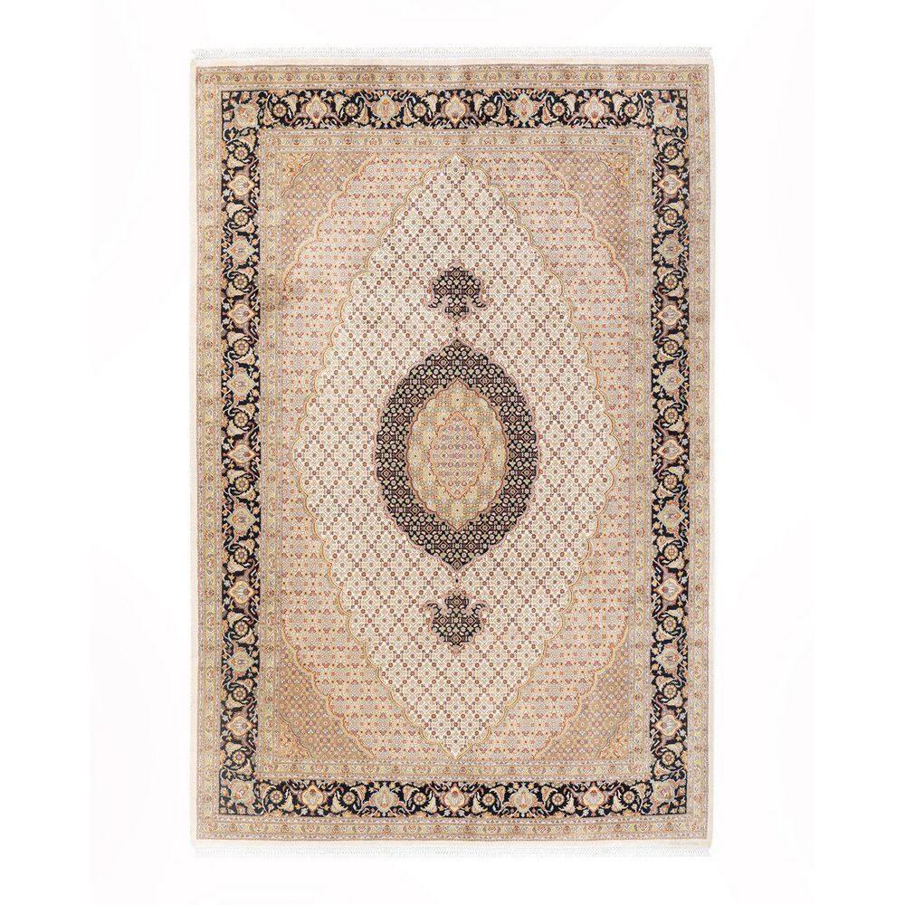 Hand-Knotted Ivory Wool Oriental 8' x 10' Area Rug