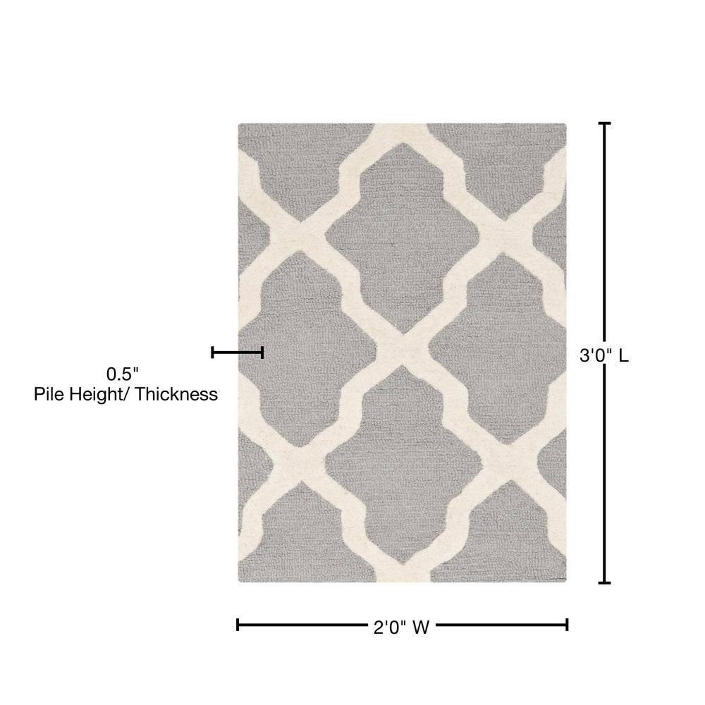 Cambridge Silver/Ivory Doormat 2 ft. x 3 ft. Geometric Trellis Area Rug