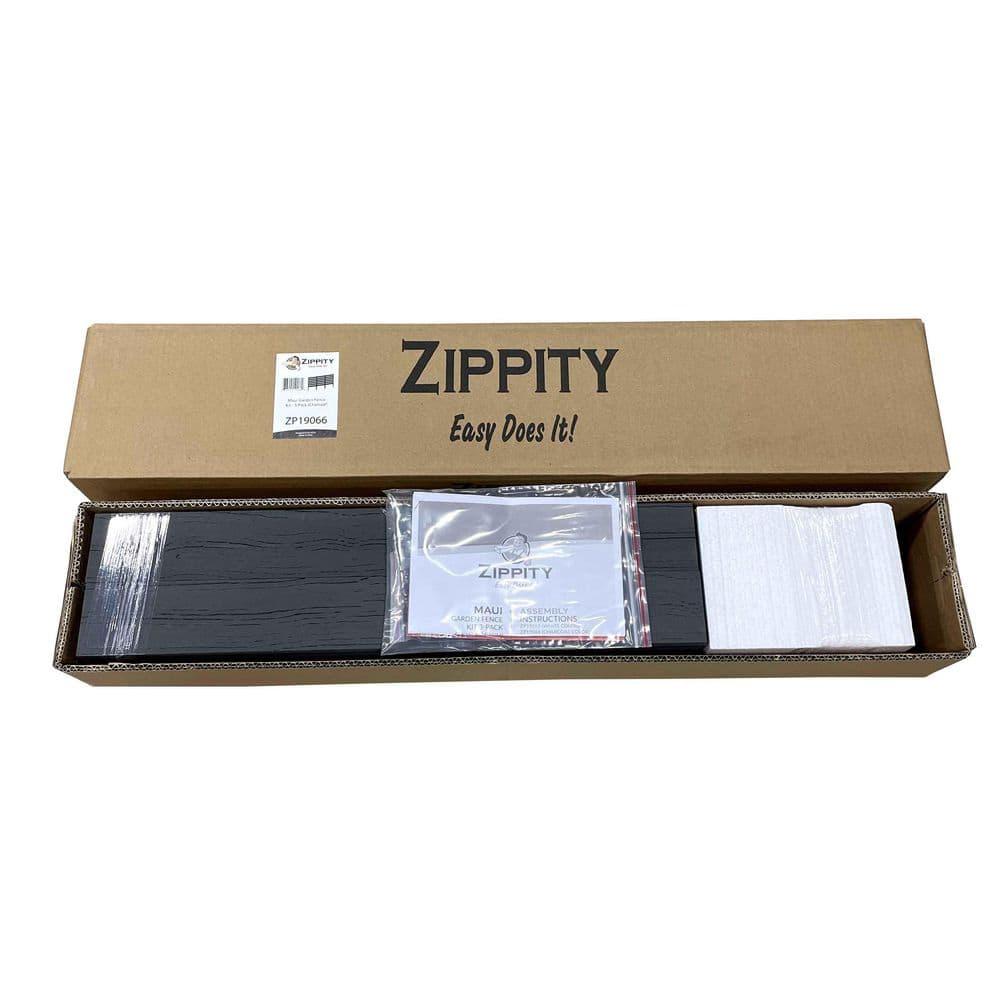 Zippity Outdoor Products 26in H x 24in W (3 Panels) No Dig Zippity Maui Fence Kit, Charcoal Color WoodTek Vinyl Fence Panel, Temporary Outdoor Border for Garden, Easy Install DIY Fence for Backyard, Patio, & Deck, ZP19066