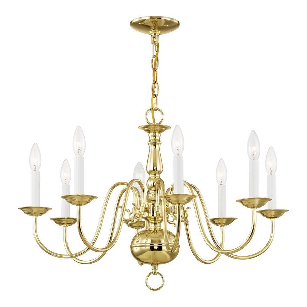 Livex Lighting Williamsburgh 8 - Light Chandelier in  Polished Brass