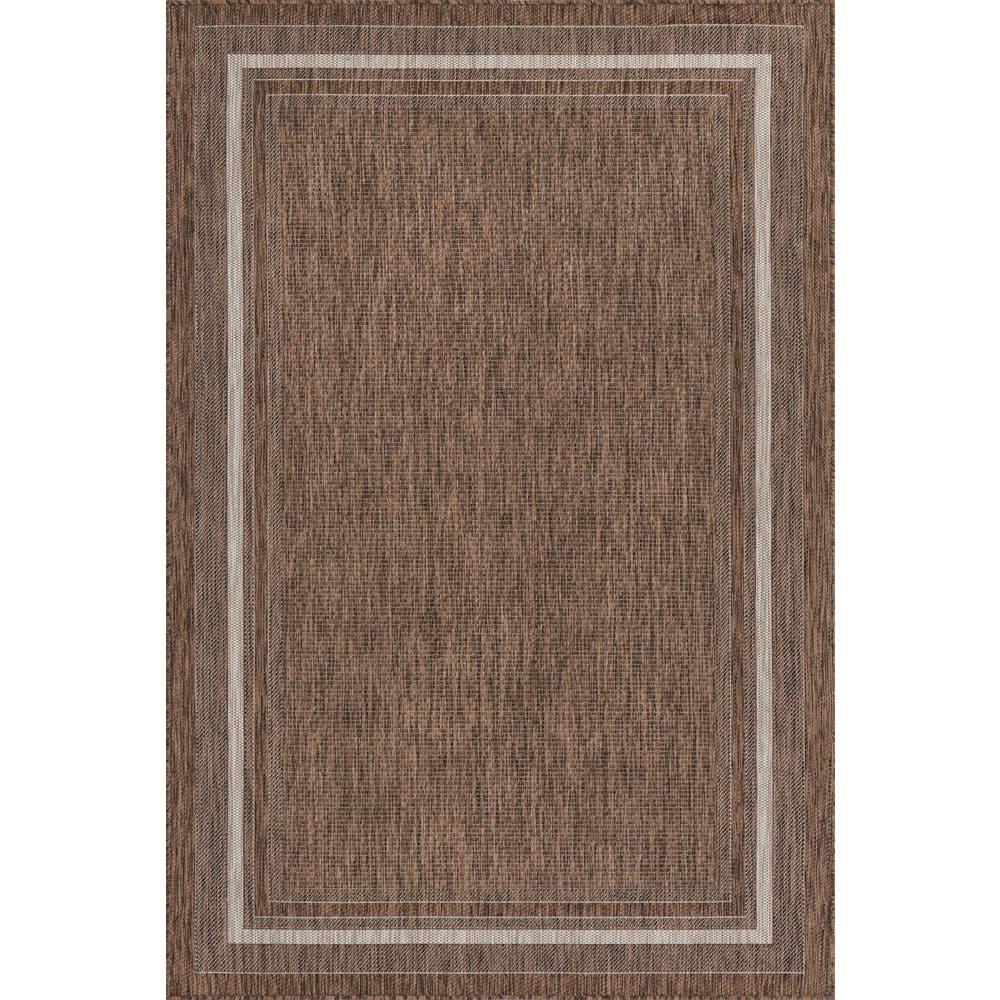 Unique Loom 5' 3 x 8' 0 Rectangle Indoor/Outdoor Border Brown Area Rug
