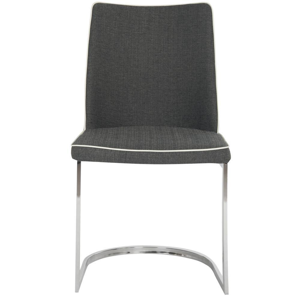 Parkston 18''H Linen Side Chair (Set of 2) - Grey/White - Safavieh