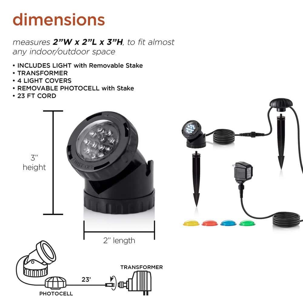 LED Submersible Light with Photocell & Transformer - Alpine Corporation: Weather-Resistant, Electric Powered Landscape Ground Spotlight