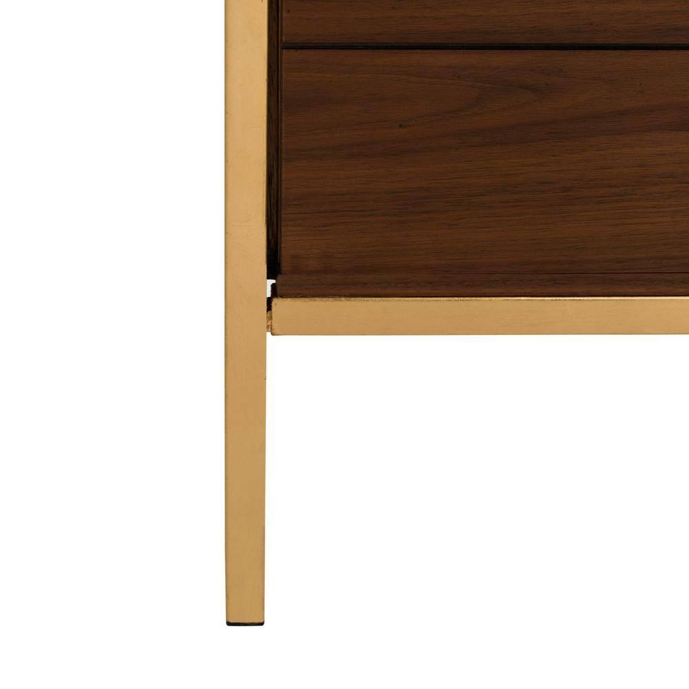 Mateo 4 Tier 1 Drawer Etagere - ETG6205 - Gold/Walnut - Safavieh