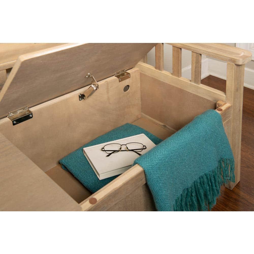 Iris Acacia Storage Bench with Natural Washed Finish