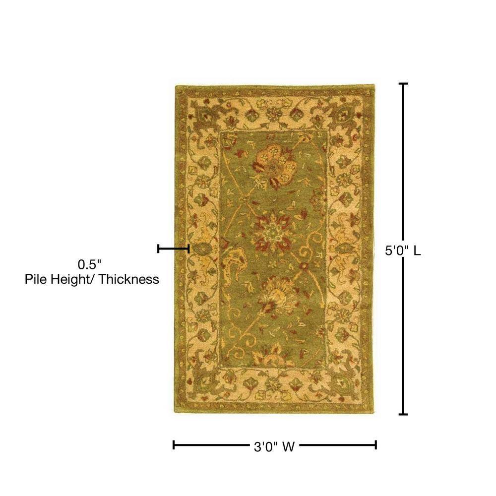 SAFAVIEH Antiquity Lilibeth Traditional Floral Wool Area Rug, Sage, 3' x 5'