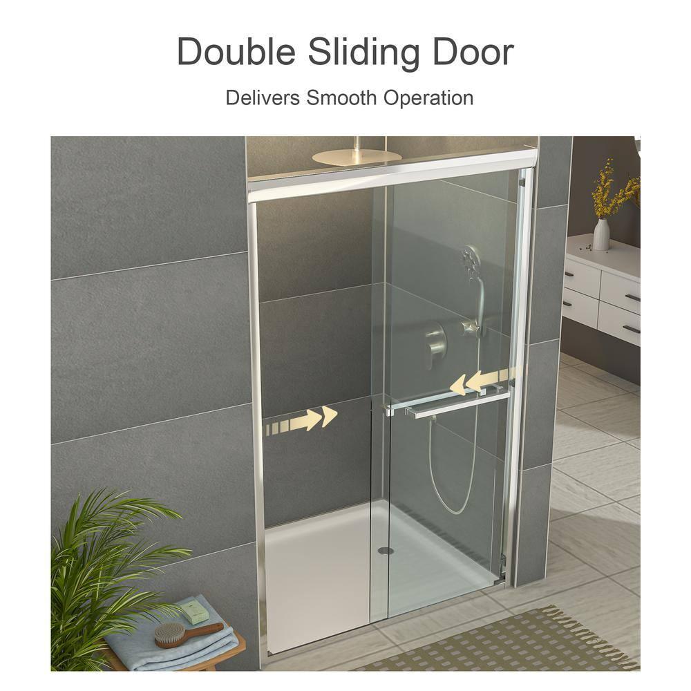 Shower Door 48" W X 76"H Semi-Frameless Bypass Sliding Shower Enclosure