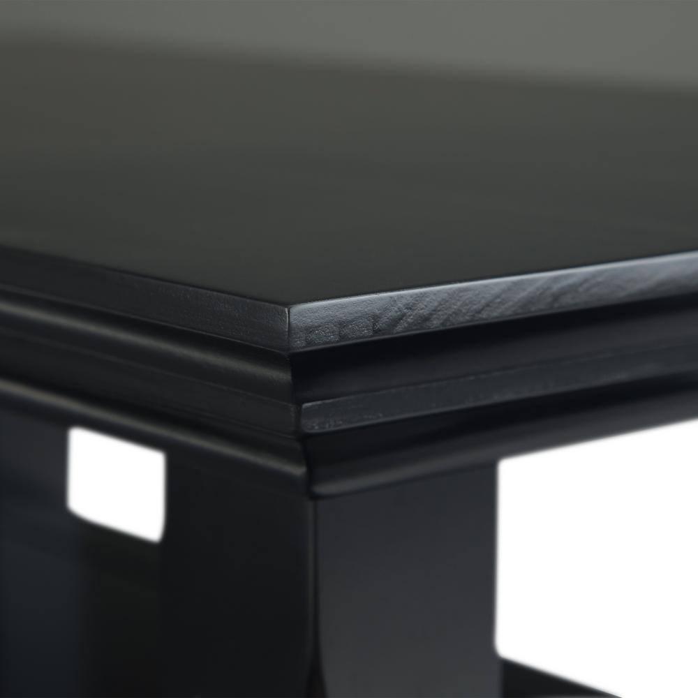 Simpli Home Acadian Wood 14" Rectangle Transitional Narrow Side Table in Black