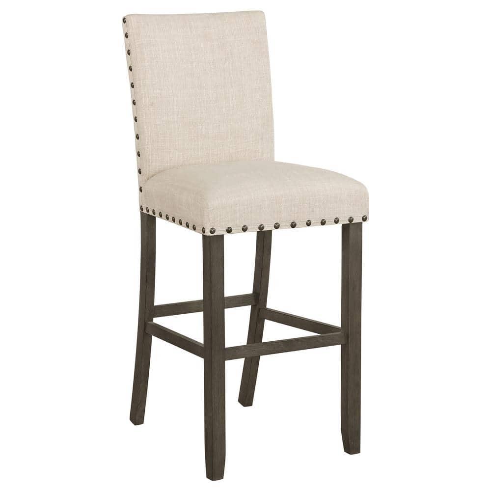 Coaster Solid Back Upholstered Fabric Bar Stools in Beige