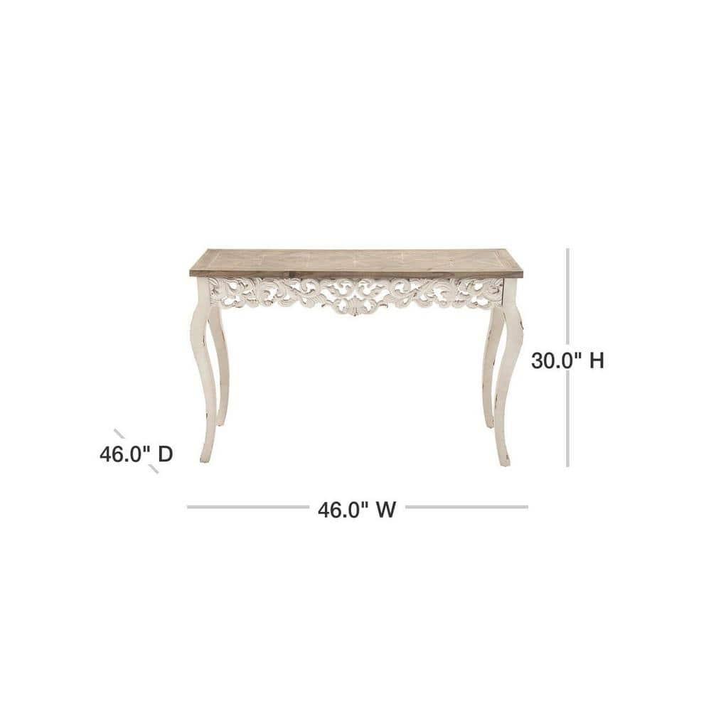Wood Parisian Design Floral Ornate Detailing Console Table White - Olivia & May