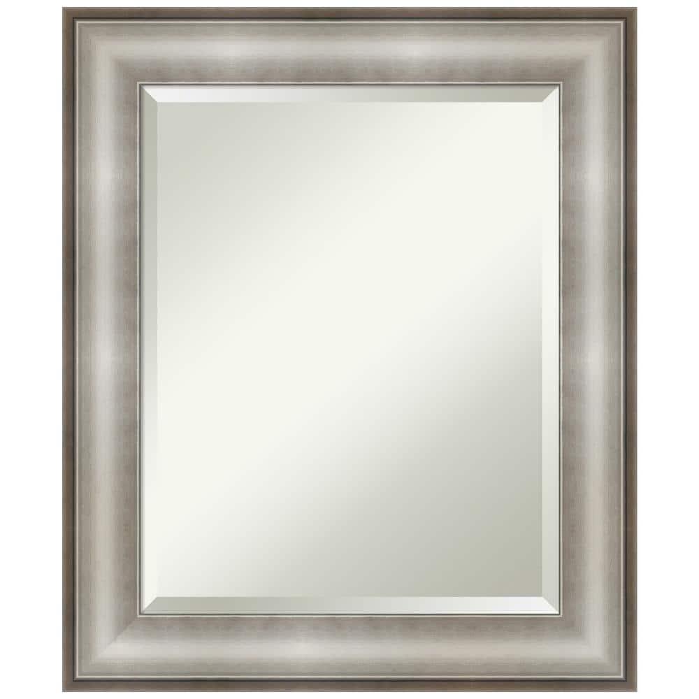 Amanti Art Beveled Bathroom Wall Mirror - Imperial Frame Imperial Silver Outer Size: 21 x 25 in Silver