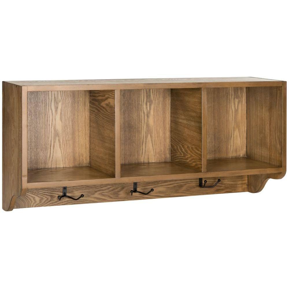 Alice Wall Shelf With Storage Compartments - Oak - Safavieh