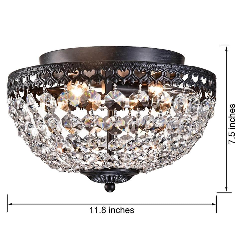 The Lighting Store Antique Black Rita Crystal Flush Mount Chandelier