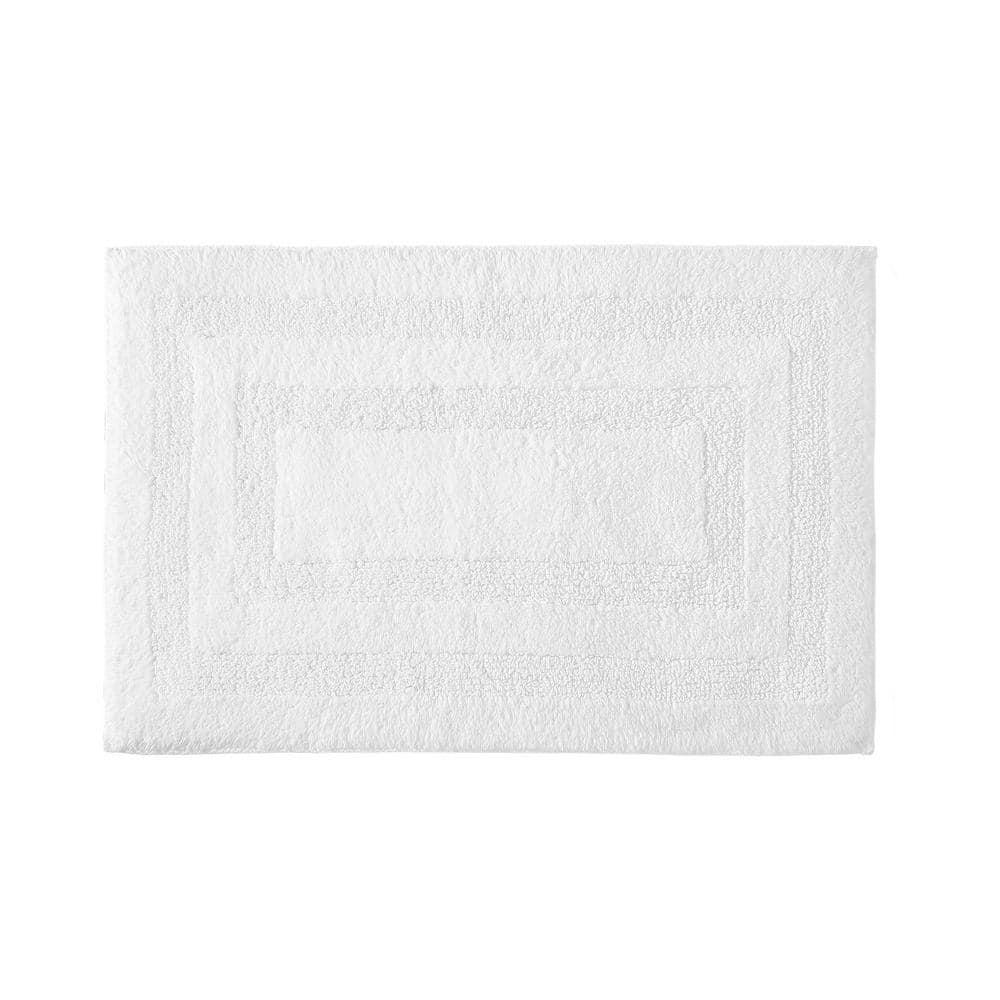 Micellar White Solid Reversible Cotton Rectangle 2--Piece Bath Rug Set
